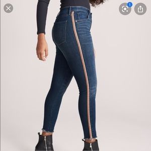 abercrombie skinny jeans with side stripe